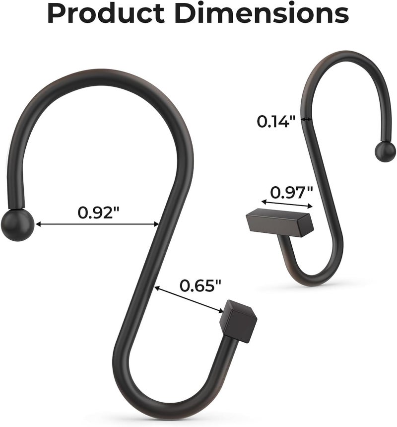 Bathway Shower Curtain Hooks, Bronze Shower Curtain Rings Rust Proof, 12PCS Shower Hooks for Shower Curtain, T-Bar Design Convenient Elegant Shower Curtain Hangers for Bathroom Kitchen Wardrobe - Image 2